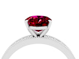 White gold Oval Cut Garnet Milgrain Pavé Engagement Ring with Four-Prong Setting_16