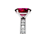 White gold Oval Cut Garnet Milgrain Pavé Engagement Ring with Four-Prong Setting_17