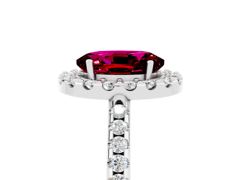 White gold Oval Cut Garnet Pavé Halo Ring with Four-Prong Setting_17