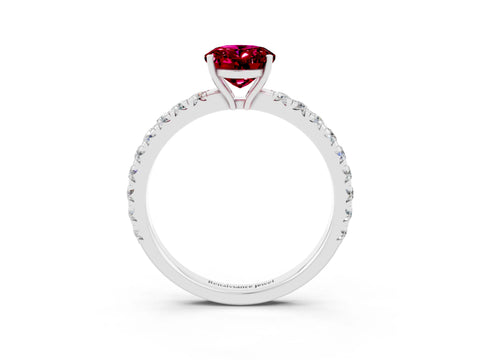 White gold Oval Cut Garnet Pavé Solitaire Engagement Ring with Four-Prong Setting_33
