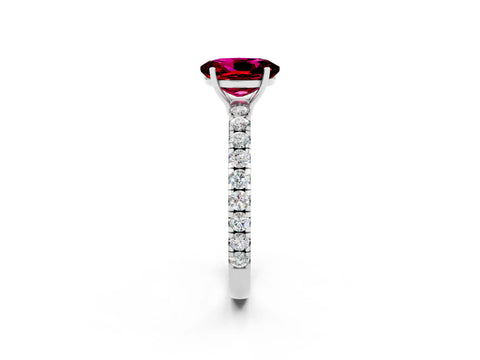 White gold Oval Cut Garnet Pavé Solitaire Engagement Ring with Four-Prong Setting_33