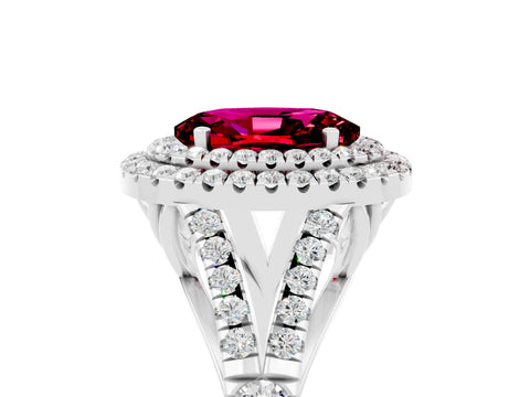 White gold Oval Cut Garnet Pavé Split Shank Double Halo Engagement Ring_5