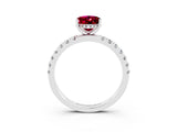 White gold Oval Cut Garnet Pave Band Solitaire Ring with Four-Prong Setting_27