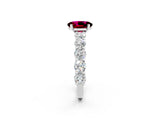 White gold Oval Cut Garnet Prong Setting with Side Stones on a Pave Band_2