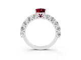 White gold Oval Cut Garnet Prong Setting with Side Stones on a Pave Band_3