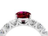 White gold Oval Cut Garnet Prong Setting with Side Stones on a Pave Band_4