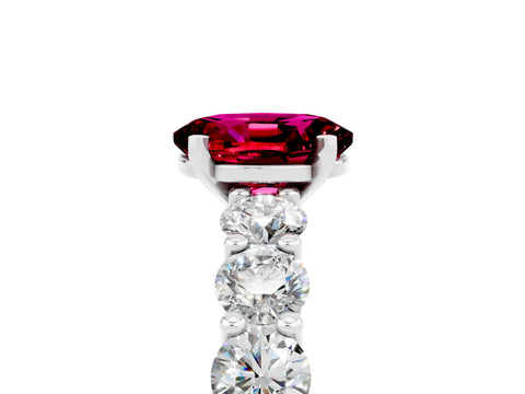 White gold Oval Cut Garnet Prong Setting with Side Stones on a Pave Band_5