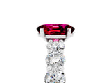 White gold Oval Cut Garnet Prong Setting with Side Stones on a Pave Band_5
