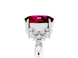 White gold Oval Cut Garnet Ring with Side Stones and Four-Prong Setting_101