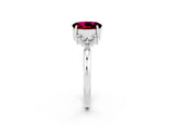 White gold Oval Cut Garnet Ring with Side Stones and Four-Prong Setting_98