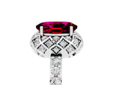 White gold Oval Cut Garnet Scalloped Halo Engagement Ring with Round Shared Prong Band_17
