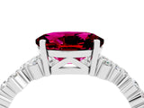 White gold Oval Cut Garnet Scattered Round Accent Ring with Prong Setting_28