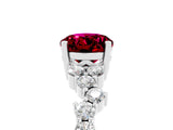 White gold Oval Cut Garnet Scattered Round Accent Ring with Prong Setting_29