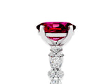 White gold Oval Cut Garnet Side Stone Solitaire Ring with Round  and Four-Prong Setting_53