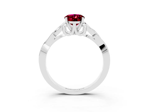 White gold Oval Cut Garnet Solitaire Celtic Knot Ring with Four-Prong Setting_15