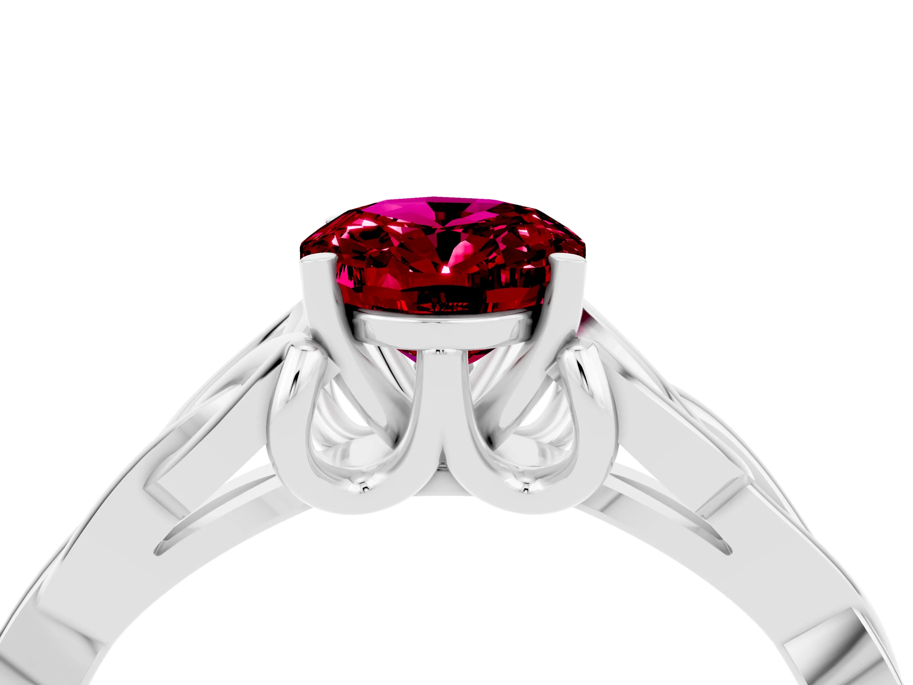 White gold Oval Cut Garnet Solitaire Celtic Knot Ring with Four-Prong Setting_16