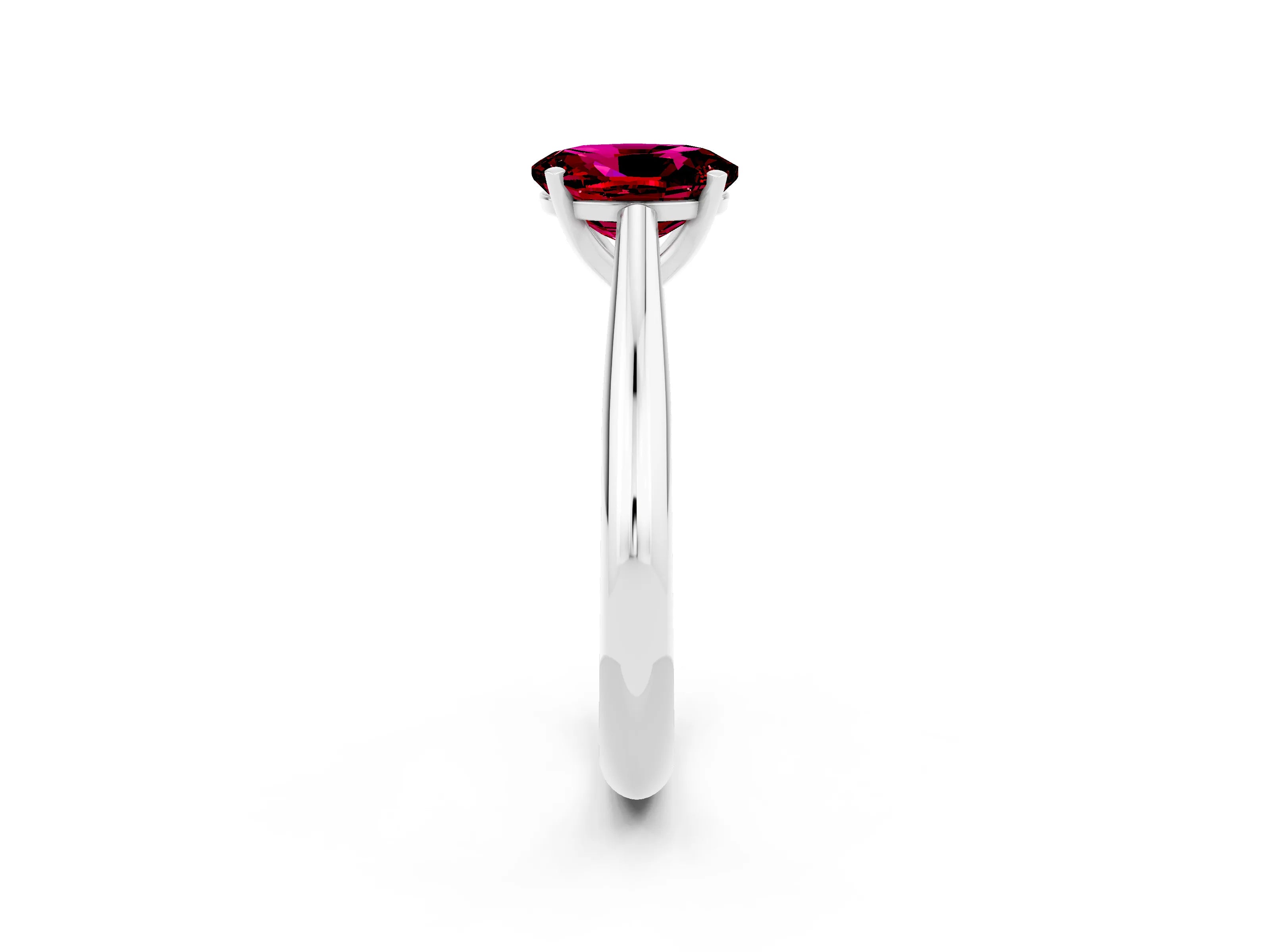 White gold Oval Cut Garnet Solitaire Engagement Ring with Cathedral Setting and Four-Prong Mount_14