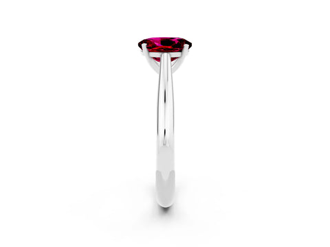 White gold Oval Cut Garnet Solitaire Engagement Ring with Cathedral Setting and Four-Prong Mount_26