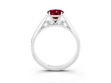 White gold Oval Cut Garnet Solitaire Engagement Ring with Cathedral Setting and Four-Prong Mount_27