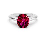 White gold Oval Cut Garnet Solitaire Engagement Ring with Cathedral Setting and Four-Prong Mount_30