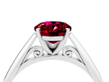 White gold Oval Cut Garnet Solitaire Engagement Ring with Cathedral Setting and Four-Prong Mount_34