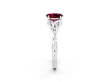 White gold Oval Cut Garnet Solitaire Engagement Ring with Celtic Knot Band and Four-Prong Setting_2