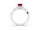 White gold Oval Cut Garnet Solitaire Engagement Ring with Celtic Knot Band and Four-Prong Setting_3