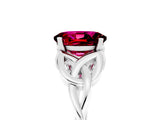 White gold Oval Cut Garnet Solitaire Engagement Ring with Celtic Knot Band and Four-Prong Setting_5