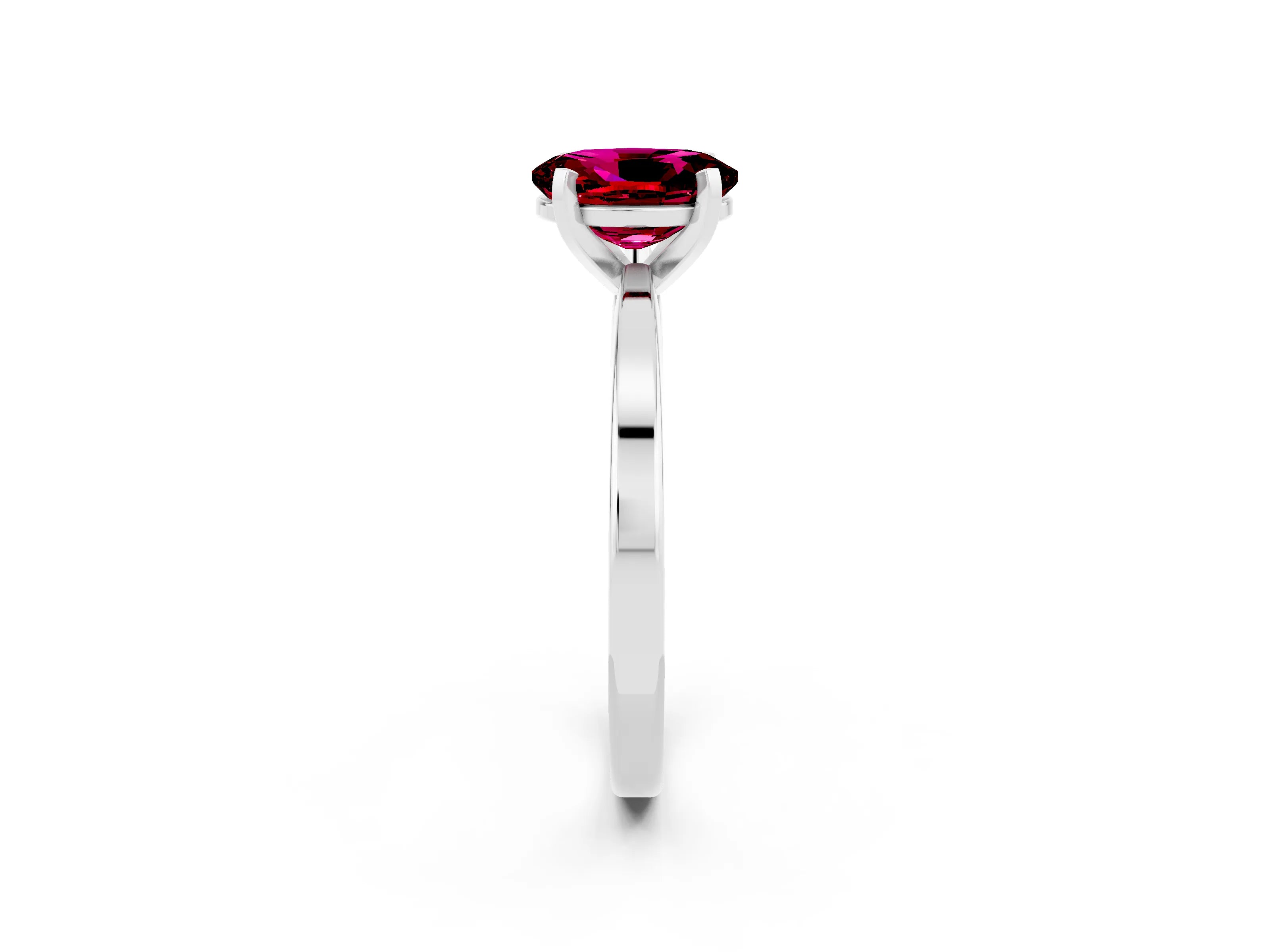 White gold Oval Cut Garnet Solitaire Engagement Ring with Classic Band and Four-Prong Setting_25