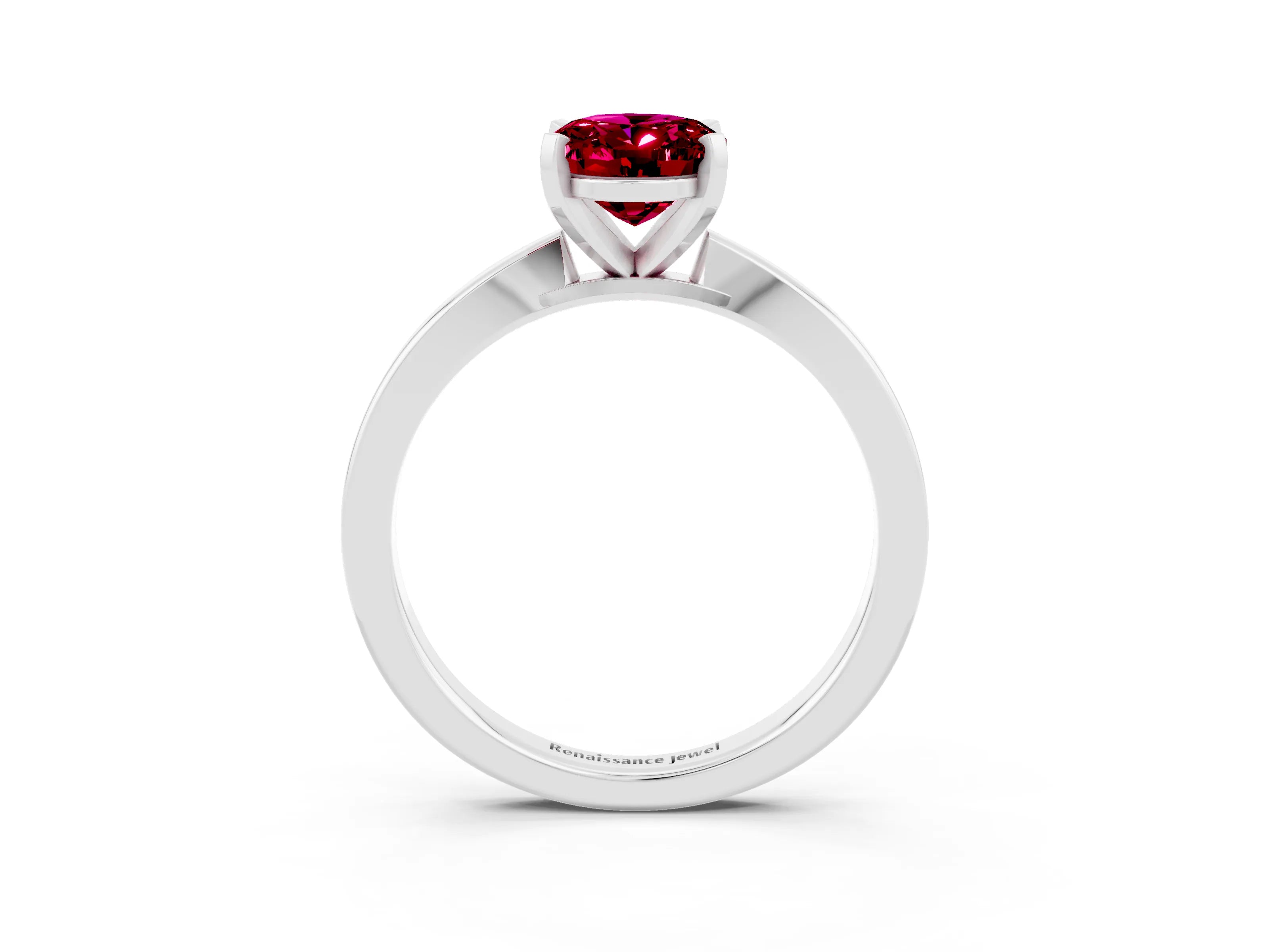 White gold Oval Cut Garnet Solitaire Engagement Ring with Classic Band and Four-Prong Setting_26