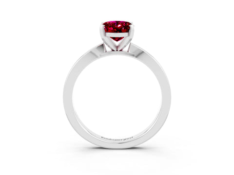 White gold Oval Cut Garnet Solitaire Engagement Ring with Classic Band and Four-Prong Setting_26