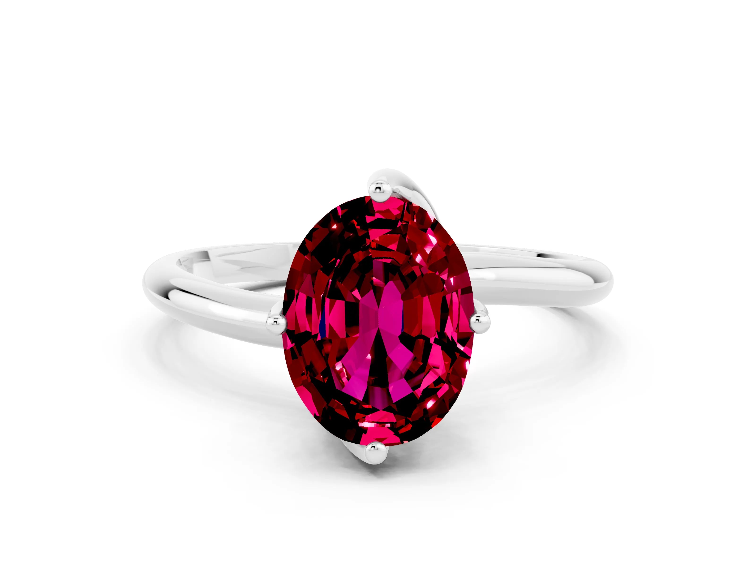 White gold Oval Cut Garnet Solitaire Engagement Ring with Four-Prong Setting and Classic Band_12