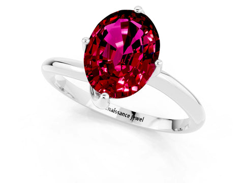 White gold Oval Cut Garnet Solitaire Engagement Ring with Four-Prong Setting and Classic Band_13