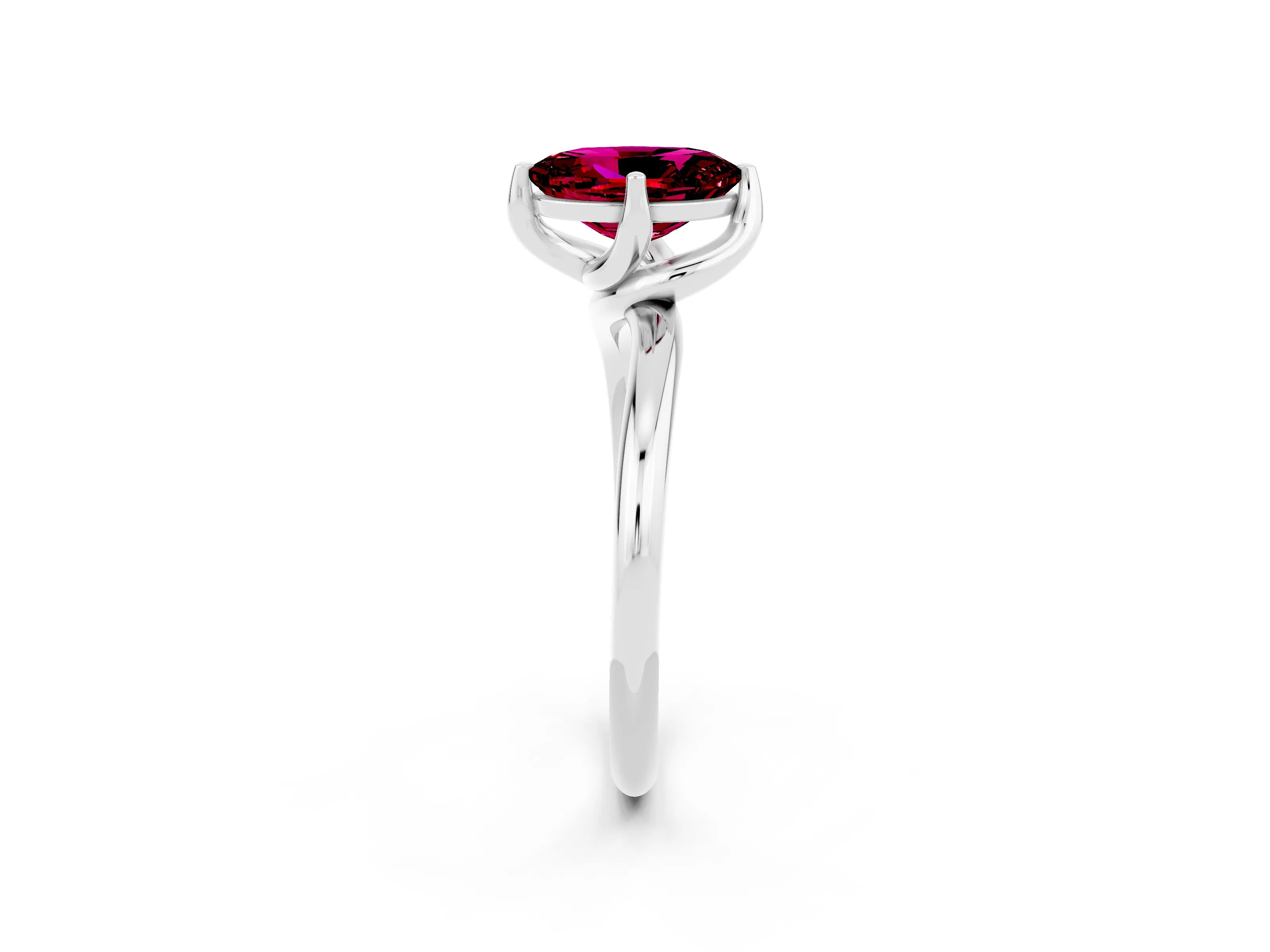 White gold Oval Cut Garnet Solitaire Engagement Ring with Four-Prong Setting and Classic Band_14