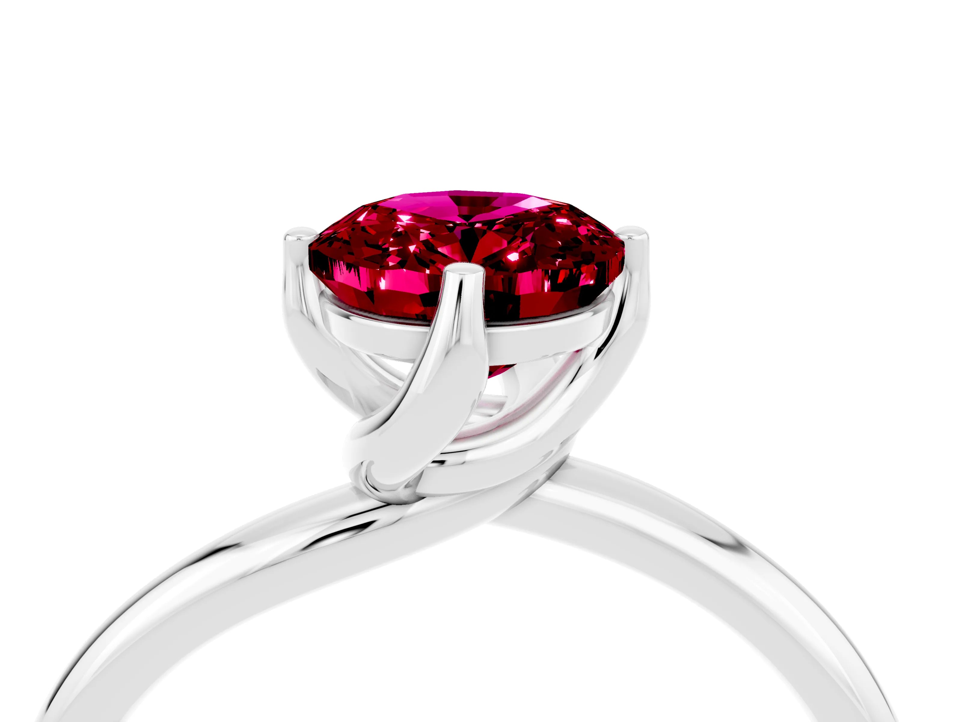 White gold Oval Cut Garnet Solitaire Engagement Ring with Four-Prong Setting and Classic Band_16
