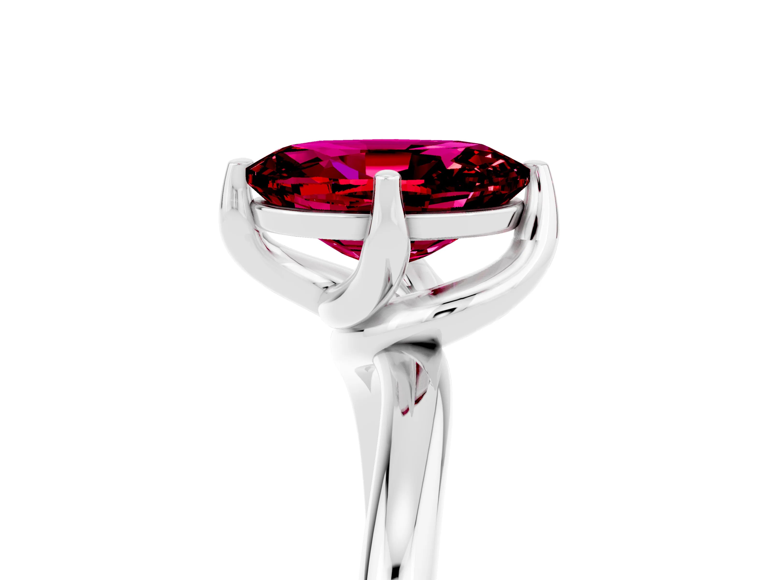 White gold Oval Cut Garnet Solitaire Engagement Ring with Four-Prong Setting and Classic Band_17