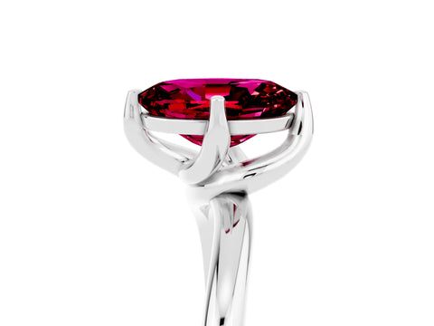 White gold Oval Cut Garnet Solitaire Engagement Ring with Four-Prong Setting and Classic Band_17