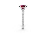 White gold Oval Cut Garnet Solitaire Engagement Ring with Pavé Band and Four-Prong Setting_2