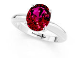 White gold Oval Cut Garnet Solitaire Engagement Ring with Round Band and Four-Prong Setting_1