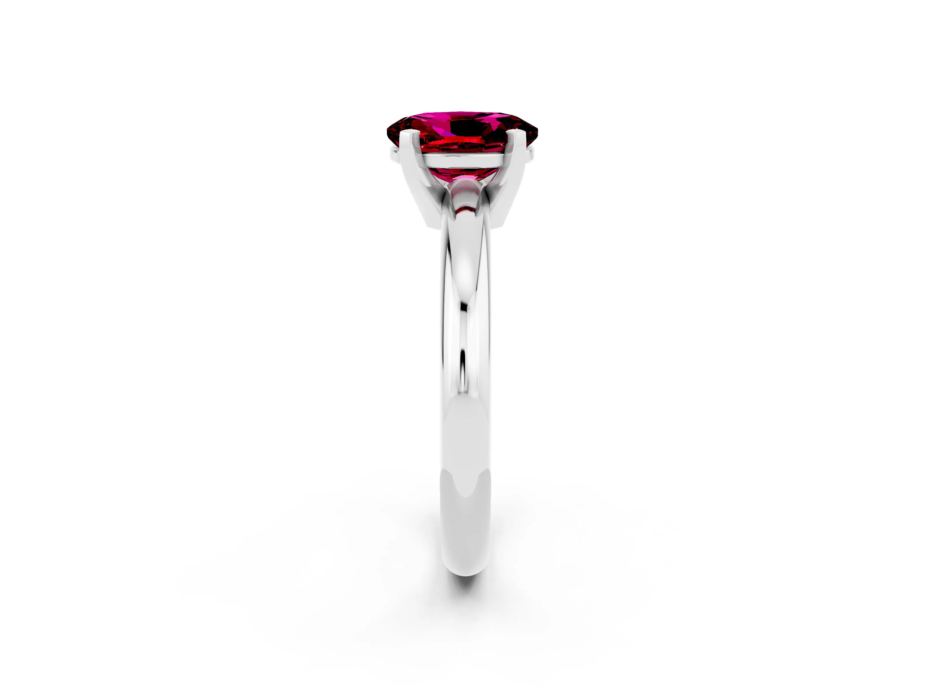White gold Oval Cut Garnet Solitaire Engagement Ring with Round Band and Four-Prong Setting_2