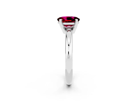 White gold Oval Cut Garnet Solitaire Engagement Ring with Round Band and Four-Prong Setting_2