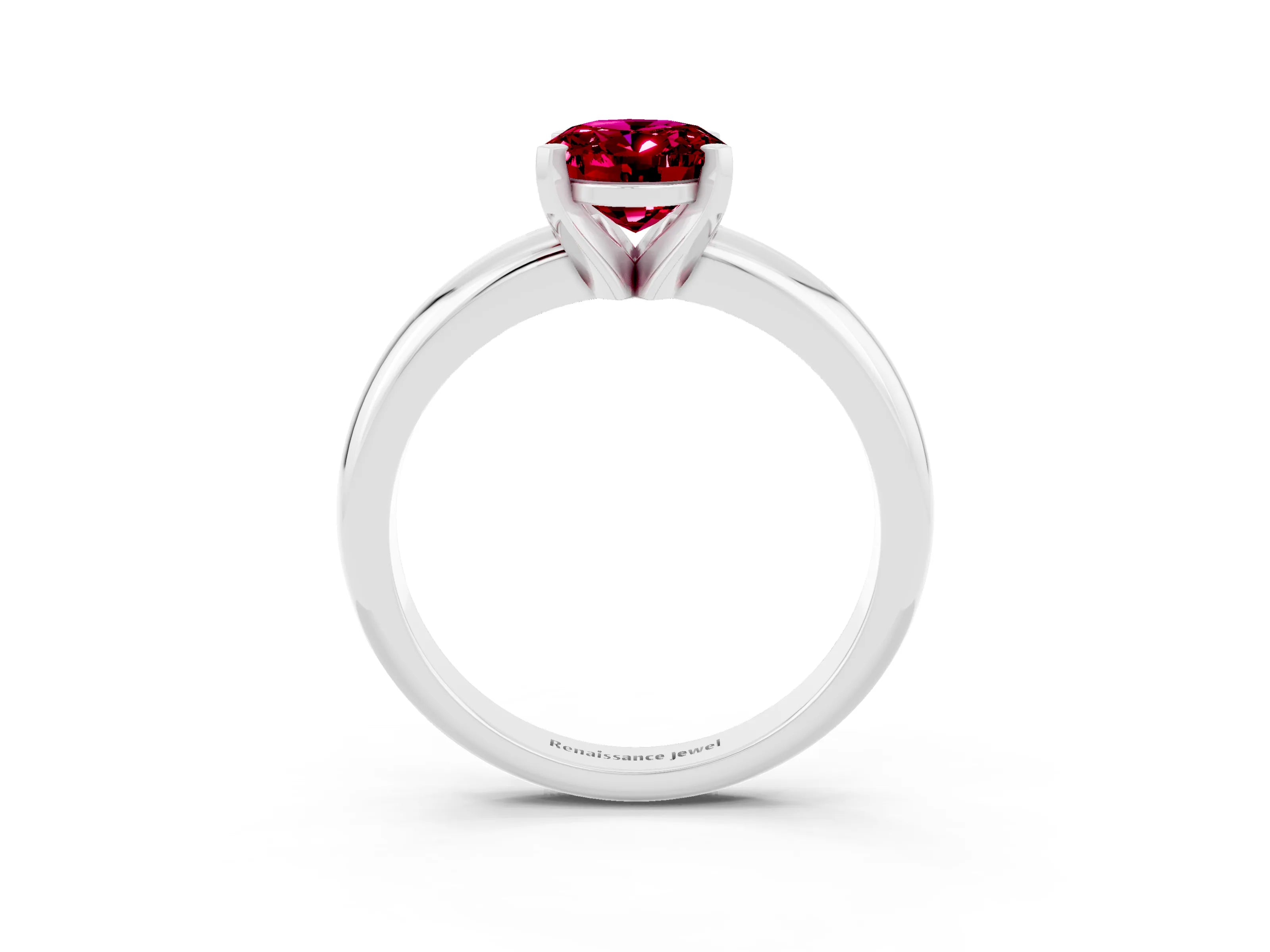 White gold Oval Cut Garnet Solitaire Engagement Ring with Round Band and Four-Prong Setting_3