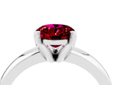 White gold Oval Cut Garnet Solitaire Engagement Ring with Round Band and Four-Prong Setting_4