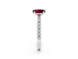White gold Oval Cut Garnet Solitaire Pavé Band with Four-Prong Setting_2