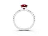 White gold Oval Cut Garnet Solitaire Pavé Band with Four-Prong Setting_3