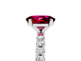 White gold Oval Cut Garnet Solitaire Pavé Band with Four-Prong Setting_5