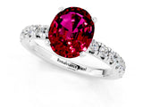 White gold Oval Cut Garnet Solitaire Pavé Engagement Ring with Round Band and Prong Setting_13