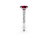 White gold Oval Cut Garnet Solitaire Pavé Engagement Ring with Round Band and Prong Setting_14