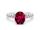 White gold Oval Cut Garnet Solitaire Pavé Engagement Ring with Round Band and Prong Setting_72