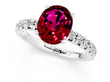 White gold Oval Cut Garnet Solitaire Pavé Engagement Ring with Round Band and Prong Setting_73